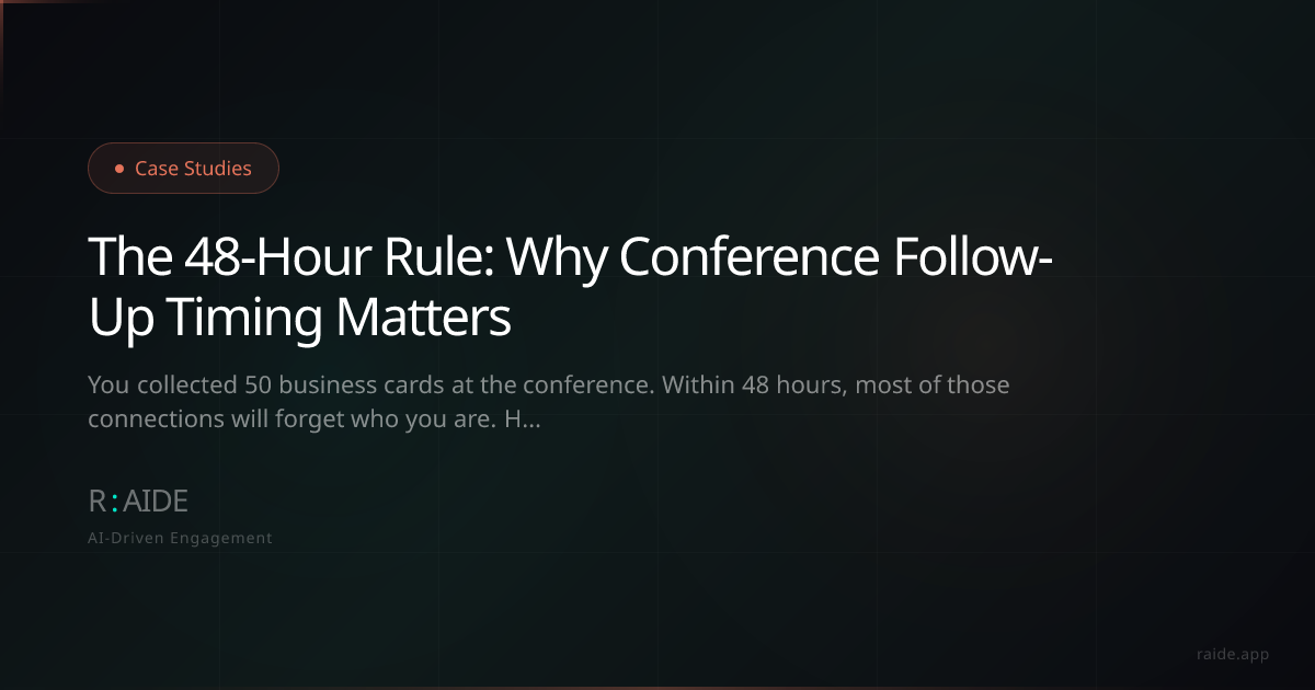 The 48-Hour Rule: Why Conference Follow-Up Timing Matters | R:AIDE Blog